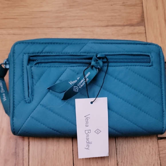 VERA BRADLEY/TURNLOCK WALLET/Teal Quilted - Picture 5 of 8